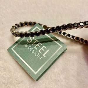 Tennis Bracelet, Black Gemstone in Stainless Steel